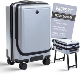 Props 22” Luxury Carry on luggage with wheels - Built-In Desk Luggage Stand - TSA Approved rolling carry on suitcase - Expandable & Lightweight airport luggage for Business Travel (Ice Blue)