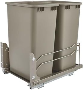 Rev-A-Shelf Double Pullout Trash Cans for Full Height Kitchen Cabinets 50 Quart 12.5 Gallon with Soft-Close Slides, Champagne, 53WC-2150SCDM-212