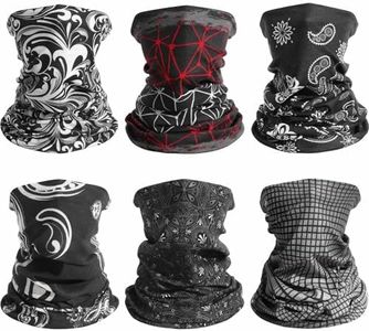 Awumbuk Neck Gaiter for Men Women, 6 Pack Face Mask Breathable Face Cover for Sun UV Protection Bandana Scarf Cycling Running