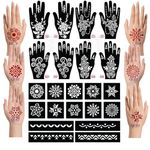 Apcute reusable henna stencil for hands Set of 22 pieces, mehandi stencils stickers tattoo for Women, Girls and Kids, Easy to Use in 4 Steps, 22p-S-476