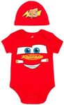 Disney Cars Lightning McQueen Newborn Baby Boys Cosplay Bodysuit and Hat Set Logo Newborn