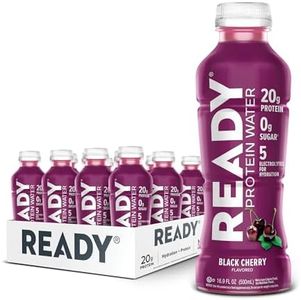 Ready® Protein Water – 20g Whey Protein Isolate, Zero Sugar, Low-Calorie Sports Drink for Hydration & Recovery – Electrolytes, Essential Amino Acids – Black Cherry, 16.9 fl oz Bottles (12-Pack)