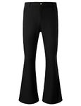 JOGAL Mens 70s Disco Outfits Bell Bottom Pants Slim Fit Retro Flared Trousers Black Large