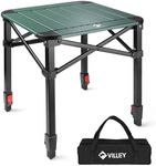 VILLEY Folding Camping Square Table with Carry Bag, Lightweight Aluminum Adjustable Square Table for Outdoor, Camping, Picnic, Backyards, BBQ (M)