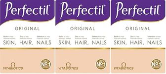 Perfectil Original Beauty Supplement for Hair Skin and Nails, One-A-Day Formula, 90 Unflavoured Tablets, 90-Day Supply, by Vitabiotics (Pack of 3)