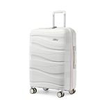 Kono Large Check in Luggage 28 inch Lightweight Polypropylene Hard Shell Suitcase with TSA Lock Spinner Wheels(White)