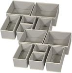 DIOMMELL 12 Pack Foldable Cloth Storage Box Closet Dresser Drawer Organizer Fabric Baskets Bins Containers Divider for Baby Clothes Underwear Bras Socks Lingerie Clothing,Grey 444