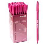 Eziglide Ballpoint Pink Pens, Pack of 50 Ballpoint Pens, Smooth Writing Action- Medium Point (1.0mm) Pink Coloured Pens Multipack, Ball Point Pens; Ideal for your Home, School & Office Stationery