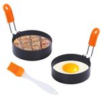 Large Egg Rings 3.5 Inches 2 Packs Anti-Scald Egg Circles with Oil Brush, Round Egg Mold Egg Mcmuffins Makers