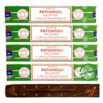 Original Satya Nag Champa Patchouli Incense Sticks | with M&J incense sticks holder | x4 pack | for Aromatherapy, Spa, Yoga, Weddings, Meditation, Healing, Positivity and Relaxation