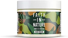 Faith In Nature Organic Shea & Argan Hair Mask, Moisturising for Curly Hair & Dry Scalp, Vegan & Cruelty Free, No SLS, Silicones or Parabens, 300ml