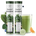 Wellbeing Nutrition Daily Greens | Wholefood Multivitamins with Vitamin C, Zinc, B6 for Immunity & Detox with Organic Certified Plant Superfoods & Antioxidants (15 Effervescent Tablets) Pack of 2