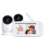 NovaView Video Baby Monitor - 5” 1080P Display, Ultra-Low Radiation, 5000mAh Battery, Clear Night Vision, Real-Time/VOX, 2X/4X Zoom, 1000ft Range Pan & Tilt, No WiFi (Baby Monitor with 2 Cameras)