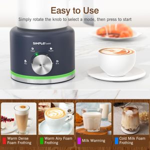 SIMPLETASTE 4-in-1 Electric Milk Frother – Hot & Cold Foam Maker