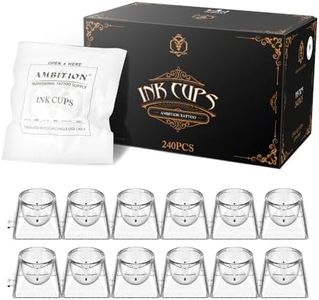 Ambition Disposable Tattoo Ink Cups with Interlocking Design - 240Pcs Large Tattoo Ink Cups with Clear Scale and Individual Package for Tattoo Ink Permanent Makeup Container Cap Tattoo Accessory