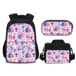 Backpack for Teen Girls Bookbags School Backpack with Lunch Box and Pencil Case 3 in 1 School Bags Set (Pattern2)