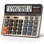 Desktop Calculator Extra Large 5-Inch LCD Display 12-Digit Big Number Accounting Calculator with Giant Response Button, Battery & Solar Powered, Perfect for Office Business Home Daily Use(OS-6815GN)