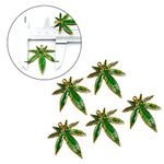 Wixine 5Pcs Green Pot Leaf Weed Round Leaf Green Drop Oil Charms Pendant for Necklace