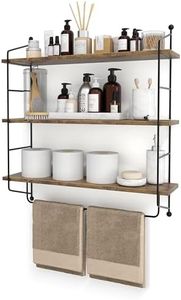 Sorbus 3-Tier Floating Bathroom Shelves for Wall - Wood Wall Storage for Towels, Over The Toilet Storage Cabinet, Gaming Floating Shelves, Bathroom Accessories, and Home Decor (Brown)