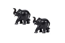 KC PRODUCTS® Original Ebony Wood Elephant Pair Upper 1 INCH/Karungali Kattai Elephant Set/Black Elephant/Elephant Statue for Decorative Showpieces Table Décor Home Decor and Gifts