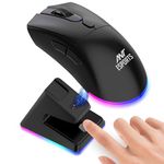 Ant Esports GM900 Pro 3 in1Rechargeable Wireless + BT + Wired Gaming Mouse with Charging Dock RGB - New Version 2024 - High-Precision Sensor and Long-Lasting Battery - Up to 4800 DPI - Black