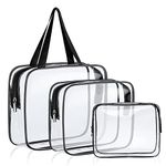 Clear Toiletries Bag, 3 Pack PVC Waterproof Toiletries Carry Pouch, TSA Approved Travel Toiletry Bag with Zipper, Multi-Size Cosmetic Makeup Bags for Men, Women and Kids - Travel Business