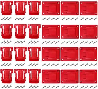 Wallignix 24 Packs Tool Holder and Battery Holder Compatible with Milwaukee M18 18V Tool Battery, 12 PCS Tool Drill Holders and 12 PCS Battery Holders with Screws