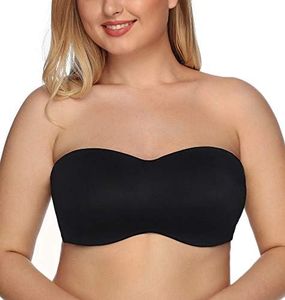 DotVol - Sujetador sin Tirantes para Mujer Sujetador Multiposiciones con Aros Tirantes Ajustables (115F,Negro)