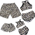 PURFEEL Family Matching Swimsuit Womens Leopard Sports Bathingsuit 2 Pcs Swimwear Mum and Me Bathingsuit