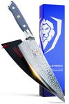 DALSTRONG Chef Knife - 8 inch Blade - Shogun Series - Japanese AUS-10V Super Steel Kitchen Knife - Lightblue Handle ABS - Damascus - Razor Sharp Chef's Knife - Professional Full Tang Knives - Sheath