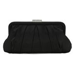 CHARMING TAILOR Classic Pleated Satin Clutch Bag Diamante Embellished Formal Handbag for Wedding/Prom/Black-Tie Events, Black, Small