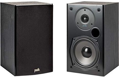 Polk Audio T15 100 Watt Home Theater Bookshelf Speakers – Hi-Res Audio with Deep Bass Response, Dolby and DTS Surround, Wall-Mountable, Pair, Black