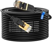 Cat 8 Ethernet Cable, 100FT High Speed Heavy Duty 26AWG Cat8 LAN Network Cable 40Gbps, 2000Mhz with Gold Plated RJ45 Connector, Outdoor&Indoor Internet Cable Compatible for Router Gaming Modem Xbox