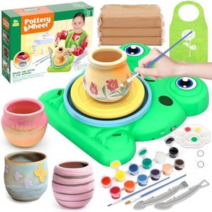 Pottery Wheel for Kids - Complete Pottery Painting Kit Arts and Crafts for Kids Ages 8-12 with 1.65lb Air Dry Clay Art Supplies for Kids Toys Girls Boy Birthday Gift for 6 7 8 9 10 11 12+