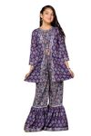 Fashion Dream Girl's Slub Printed Salwar Suit Set(FDGSET00115 VLT 36_Voilet_11-12Yrs)