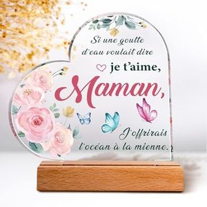 Cadeau Maman, Cadeau Fete des Meres, Cadeau Anniversaire Maman - Plaque Acrylique Gravée Cadeau pour Maman, Cadeaux Fete des Mere, Cadeaux Anniversaire Maman