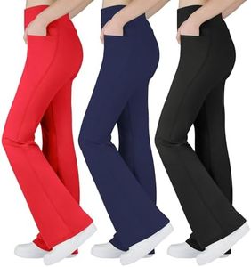 BIG ELEPHANT Girl's Flare Leggings with Pockets, Kids Bootcut Yoga Pants, High Waisted Bell Bottoms for Dance