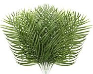 HHZQYYDS 12 Pcs Artificial Palm Leaves Tropical Plants Palm Fronds Faux Palm Leaves with Stem Fake Large Palm Leaves for Tropical Jungle Green Leaves Party Decorations