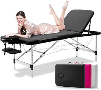 Advwin Massage Table, Portable Massage Bed 70cm 3 Fold Massage Therapy Table Spa Bed Adjustable Salon Bed Face Cradle Bed Black