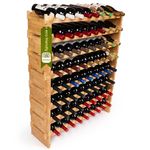 DECOMIL - 72 Bottle Stackable Modular Wine Rack Wine Storage Rack Solid Bamboo Wine Holder Display Shelves, Wobble-Free (Eight-Tier, 72 Bottle Capacity)