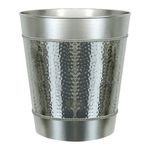 nu steel, 10"x10"x10.8", Hudson Collection Wastebasket Small Round Vintage Trash Can for Bathroom, Bedroom, Dorm, College, Office, 10" x 10" x 10.8", Hammered Finish, Large, Matt/Shiny Steel