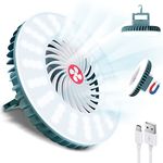 Camping Fan Rechargeable, USB Portable Camping Fans for Tents with Magnetic and Hook, Brightness LED Camping Fan with Light for Hanging, 3 Speed, Battery Fans for Camping Emergency Hiking