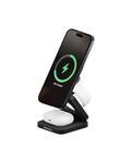 DailyObjects Surge Foldaway 3-in-1 Qi2-Certified Magsafe-Compatible Wireless Charger | Compatible with iPhone 12 and Above & All Qi Enabled Phones, Earbuds, Smartwatches | Fast Charging