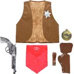 Zac's Alter Ego Fancy Dress Cowboy Kit - Vest with Sheriff Badge, Flask, Neckerchief, Holster & Gun