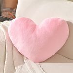 XIAIJIA Heart Pillow Pink Heart Shaped Pillow Soft Rabbit Fur Small Decorative Pillow for Bed Heart Cushion for Couch Girls Women Day Gift