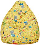 Amazon Brand - Solimo Jaunty Yellow XXXL Printed Bean Bag Cover Without Beans (Faux Leather)