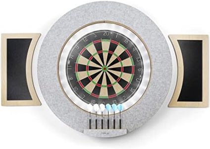 Dart Board Cabinet Set with LED Light; Bristle Dartboard, Built in LED Light, Darts and Chalkboards (Grey Version)
