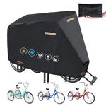 Tricycle Cover for Adults, Heavy Duty 420D Tricycle Cover Waterproof Outdoor, UV-Resistant Dustproof Universal Bicycle Cover Outdoor with Waterproof Strips, 3 Nylon Lock Holes, 4 Reflective Strips