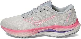 Mizuno Women's Wave Inspire 19 Running Shoe, Snow White/High/Vis Pink, 10