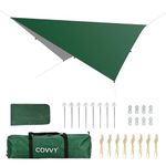 COVVY Rain Fly Tent Tarp,3x3m Waterproof Tent Tarp with 8 Pegs and 8 Guy Lines,Portable Lightweight Hammock Rain Fly Tent Tarp for Camping,Travel,Outdoor,Hiking,Sunshade